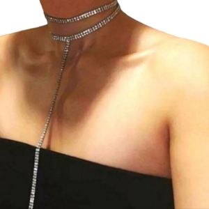 BODY JEWELRY CHOKER SILVER & CRYSTAL RAVE CLUB STATEMENT NECKLACE